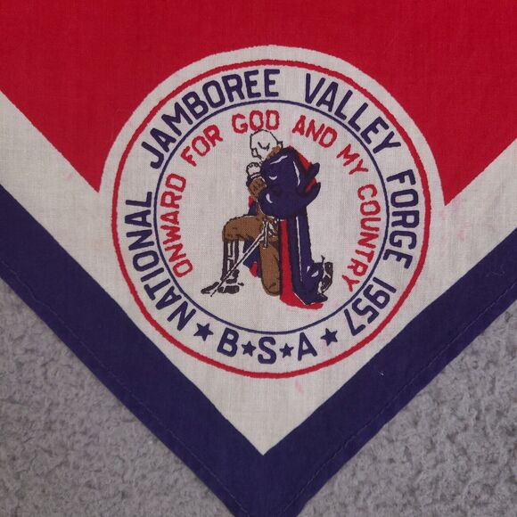 Vintage Boy Scouts America Bandana 1957 Red Neckerchief Jamboree Valley Forge - Picture 2 of 13